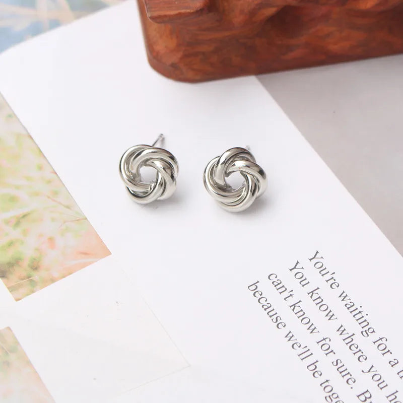 Gold Color Twist Round Earrings Earring