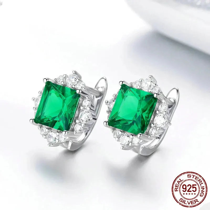 Green Square Zircon Stud earring