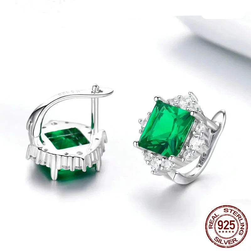 Green Square Zircon Stud earring