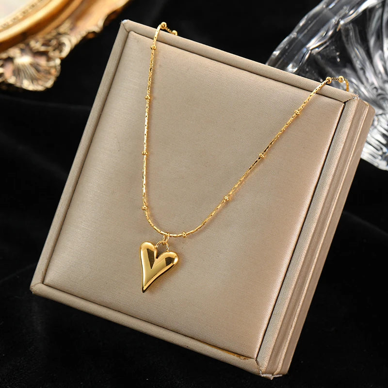 Gold Color Hollow Ball Beads Pendant Necklace