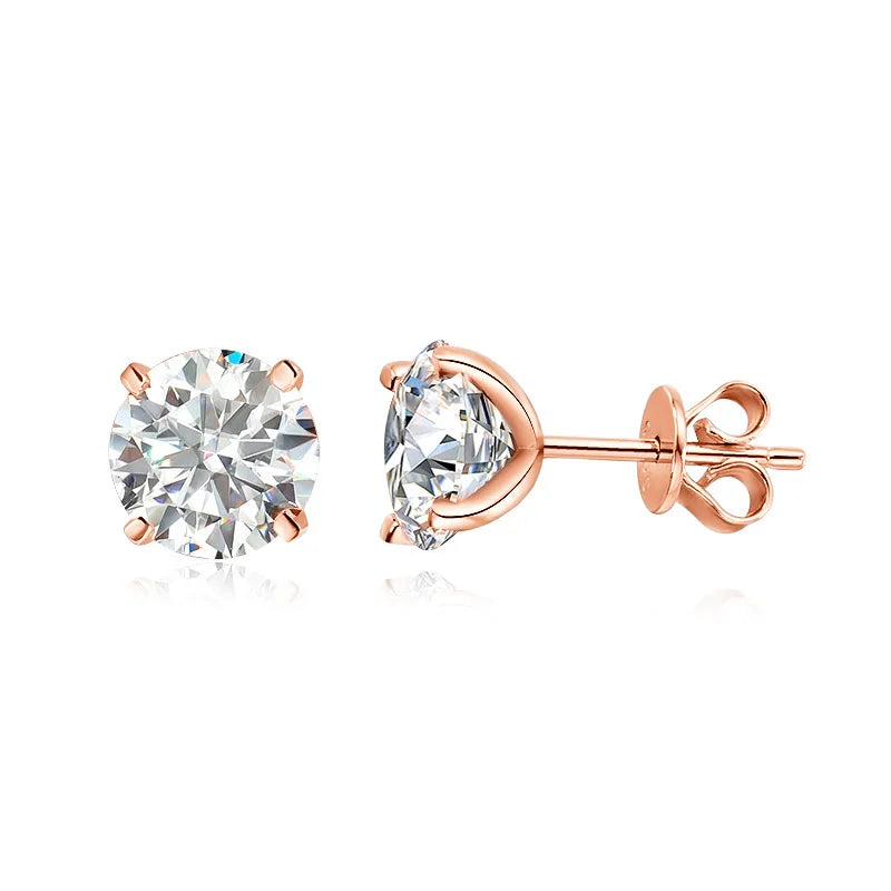 Rose Gold Color Moissanite Stud Earrings