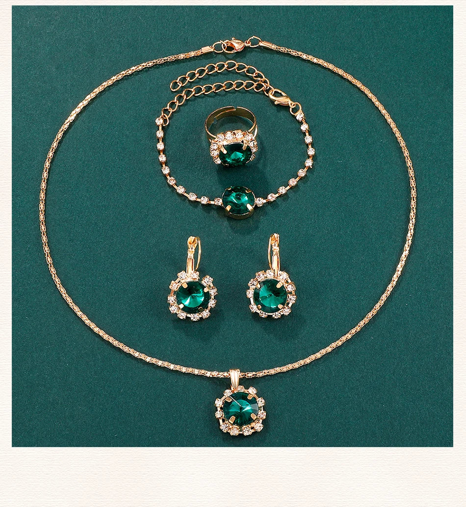 Green Luxury Quartz Watch Set