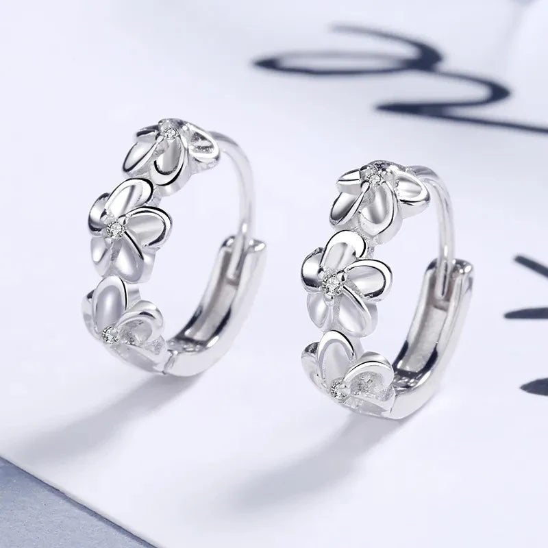 Crystal Zircon Flower Cute Stud