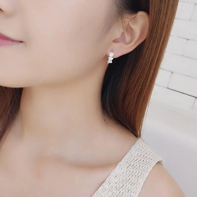 Crystal Zircon Flower Cute Stud
