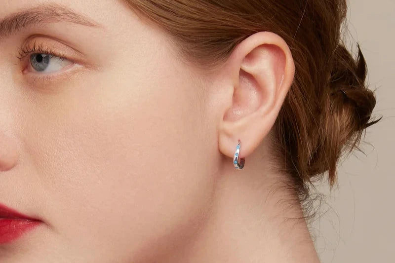 Blue Turquoise Hoop Earrings
