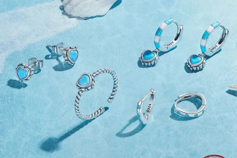 Blue Turquoise Hoop Earrings