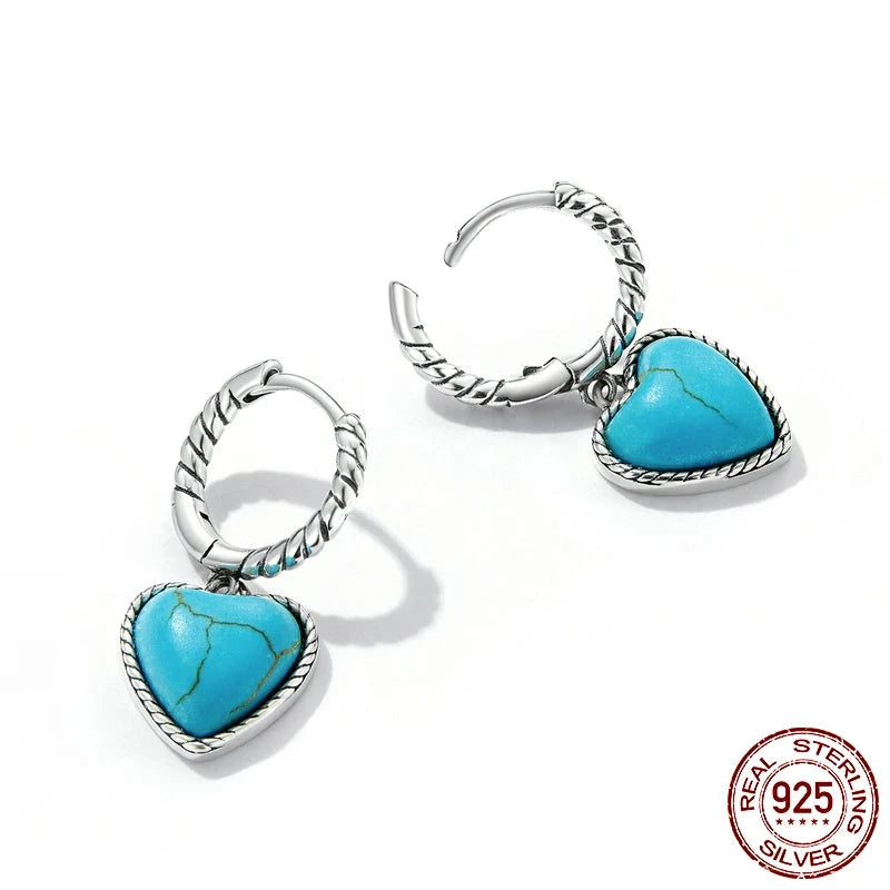 Twist Hoop Blue Heart Earrings