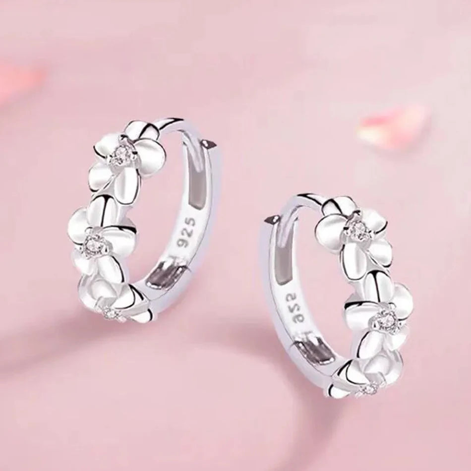 Crystal Zircon Flower Cute Stud