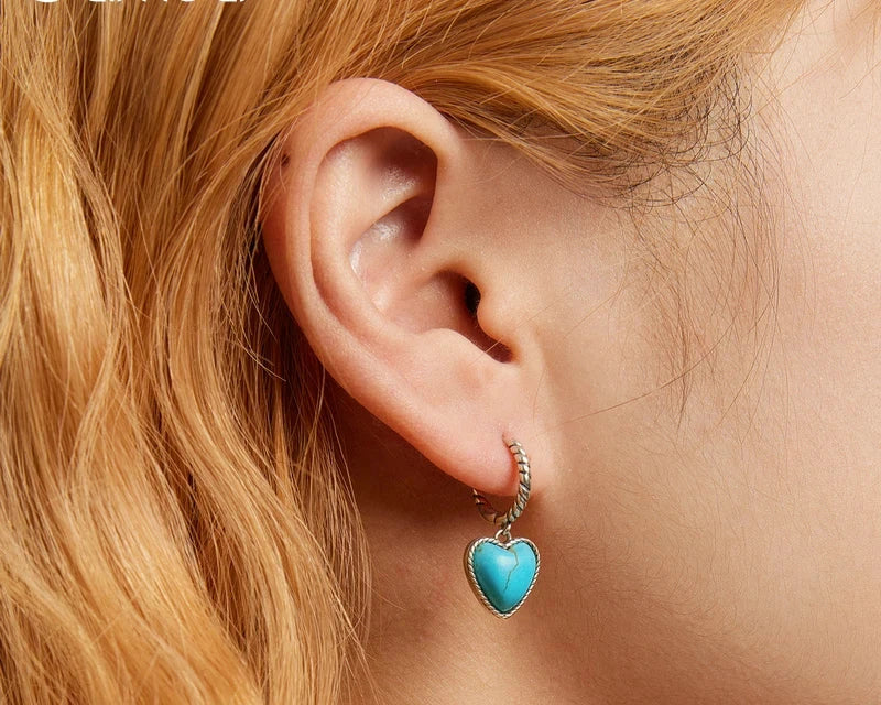 Twist Hoop Blue Heart Earrings