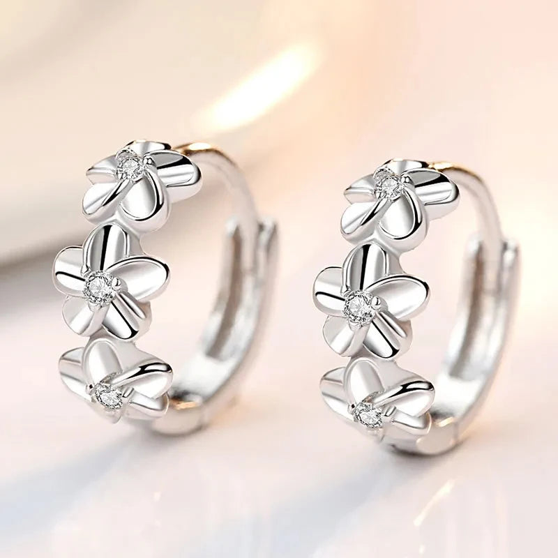 Crystal Zircon Flower Cute Stud