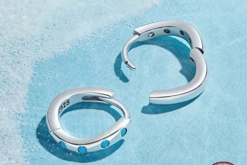Blue Turquoise Hoop Earrings