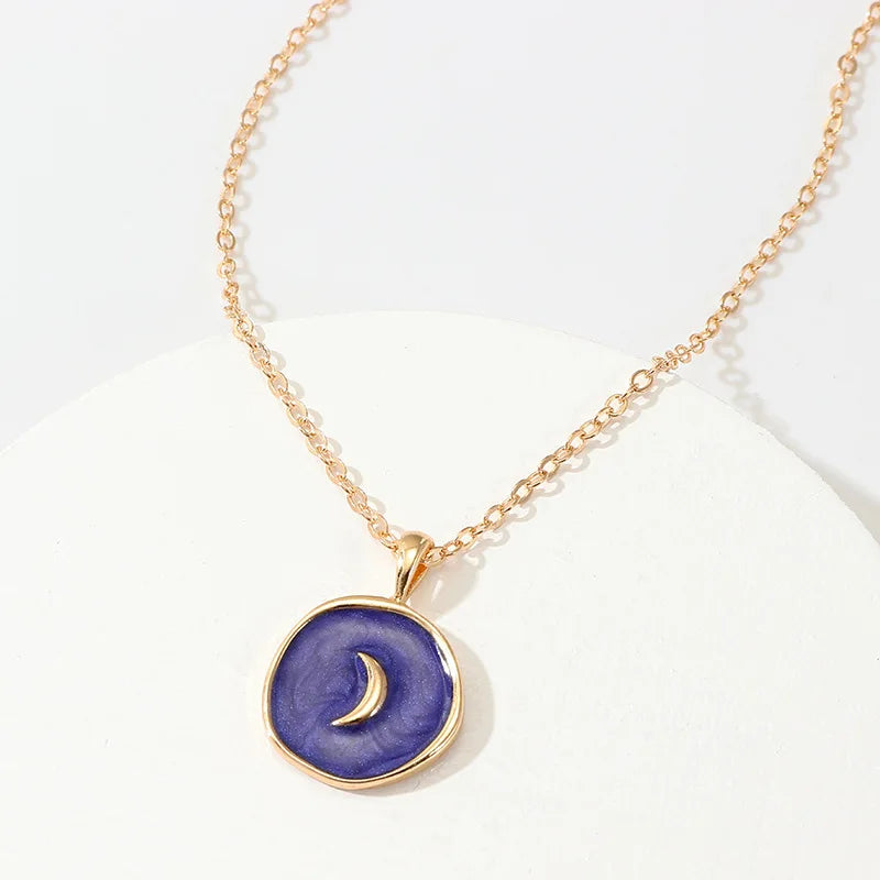 Colorful Moon Star Lightning Pendant Necklaces
