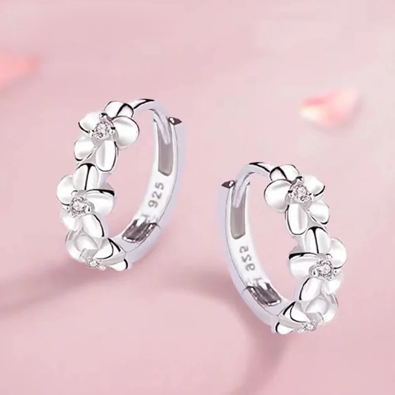 Crystal Zircon Flower Cute Stud