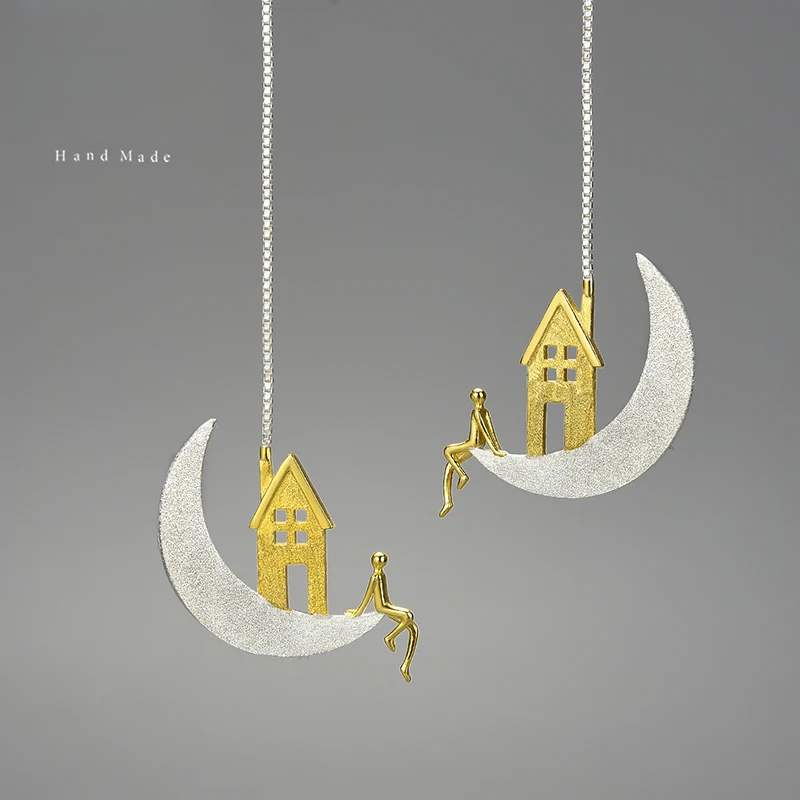 Home on the Moon Hanging Drop Earrings