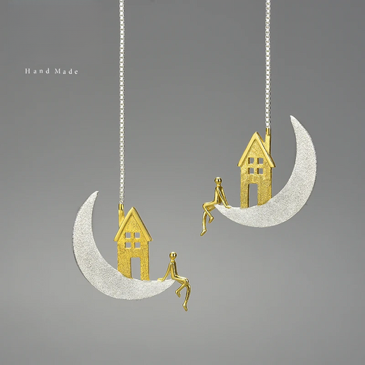 Home on the Moon Hanging Drop Earrings