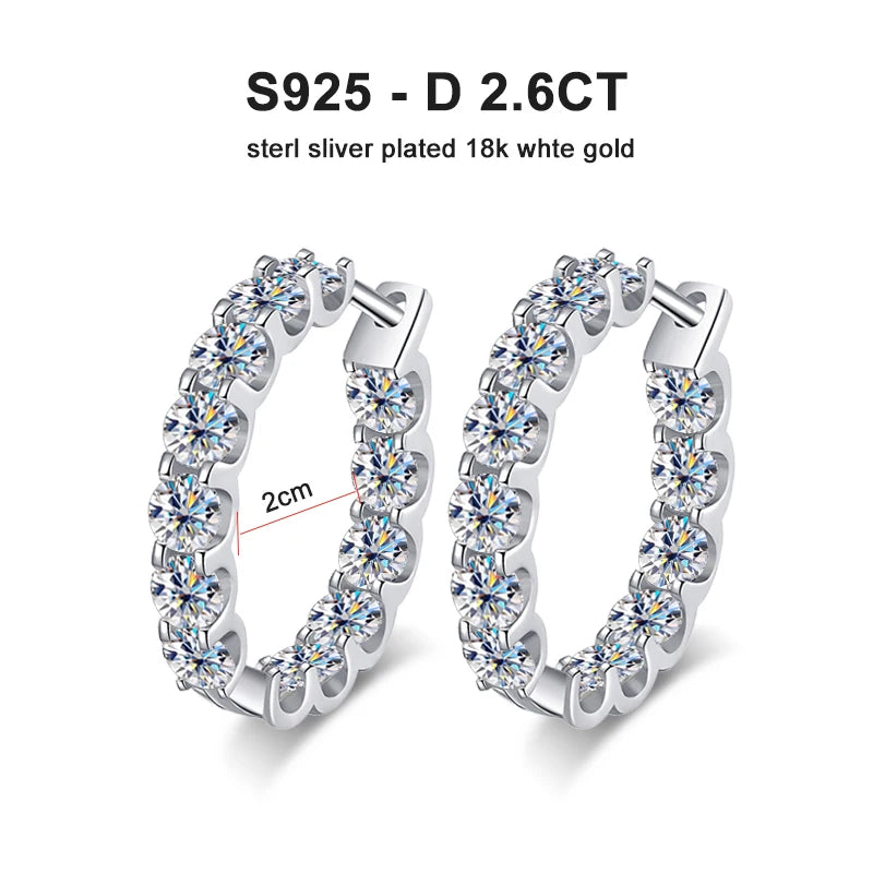 925 Sterling Sliver Plated White Gold Hoop Earring