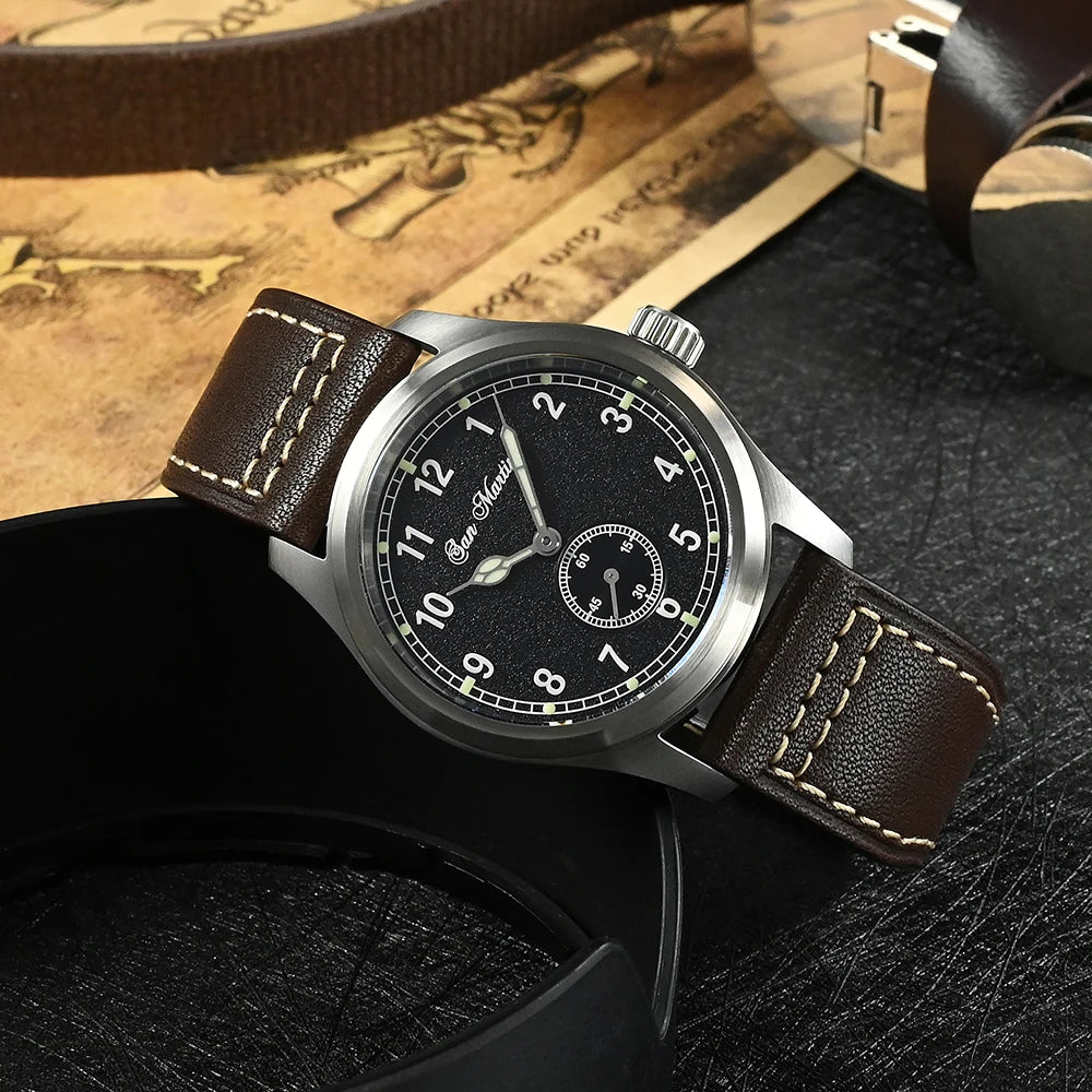 San Martin Pilot Watch 37mm – RONDA Quartz, Luminous, 10 Bar