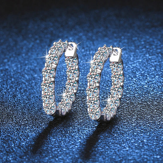 925 Sterling Sliver Plated White Gold Hoop Earring