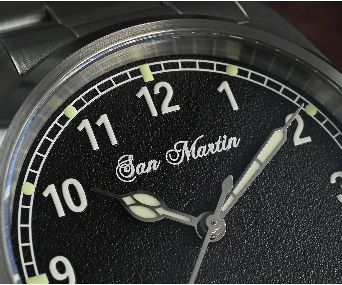San Martin Pilot Watch 37mm – RONDA Quartz, Luminous, 10 Bar