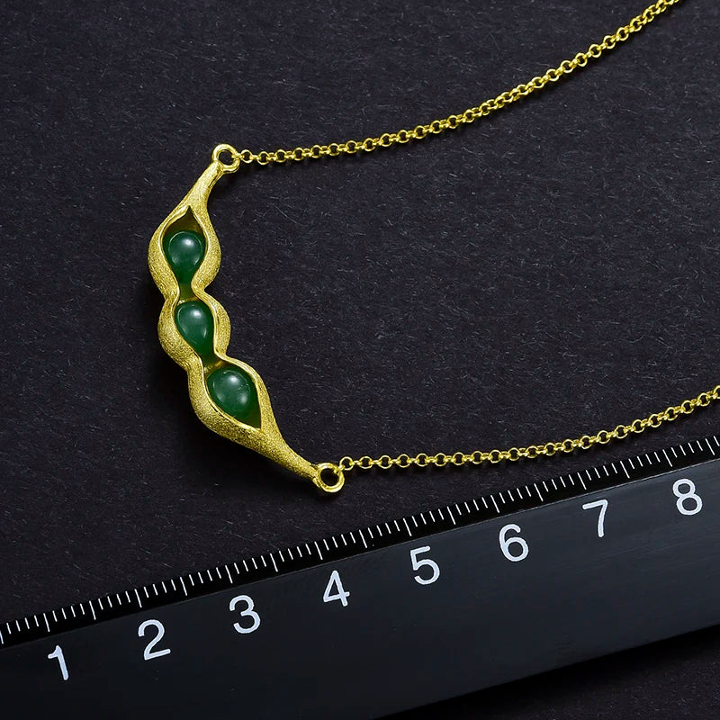 Natural Aventurine Necklace 925 Sterling Silver Gold Plated Handmade  Jewelry