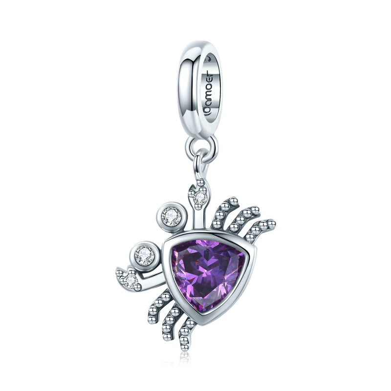 925 Sterling Silver Purple Shining Stone Collection Charms