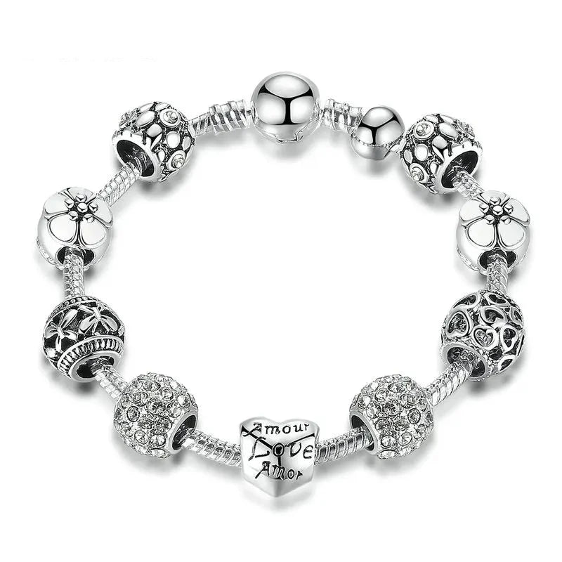 Silver Plated Charm Bracelet & Bangle