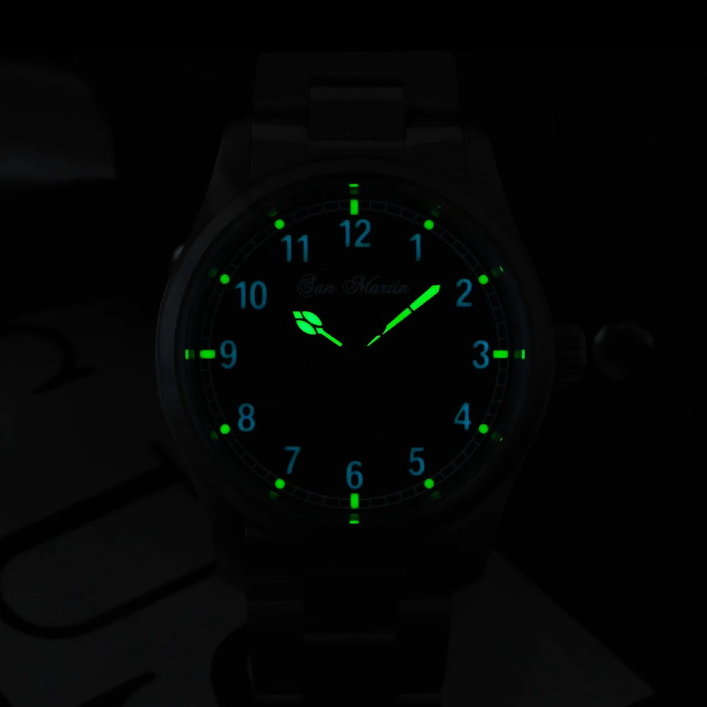 San Martin Pilot Watch 37mm – RONDA Quartz, Luminous, 10 Bar