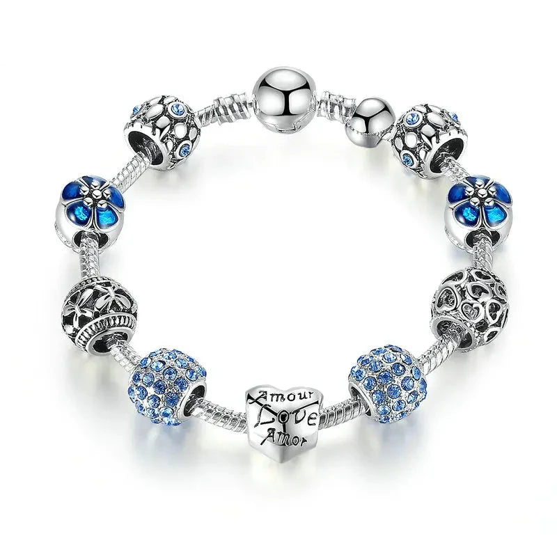 Silver Plated Charm Bracelet & Bangle