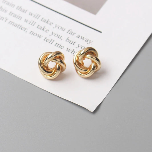 Gold Color Twist Round Earrings Earring