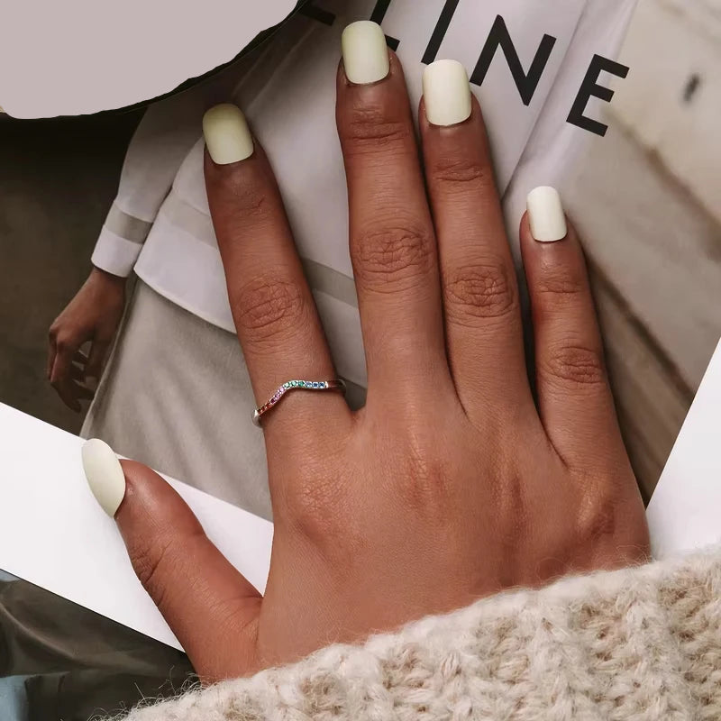 Rainbow CZ Simple Fashion Ring