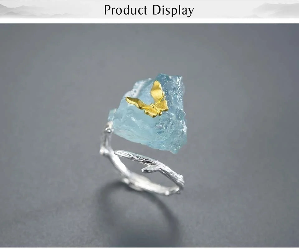 Aquamarine Flower Ring