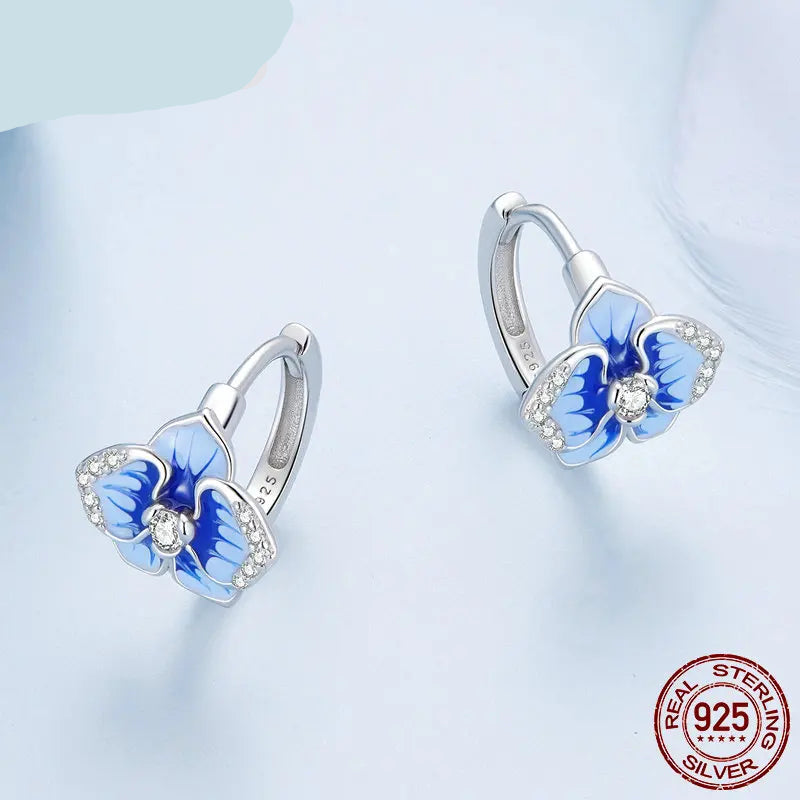 Blue  Butterfly Orchid Ear Clips