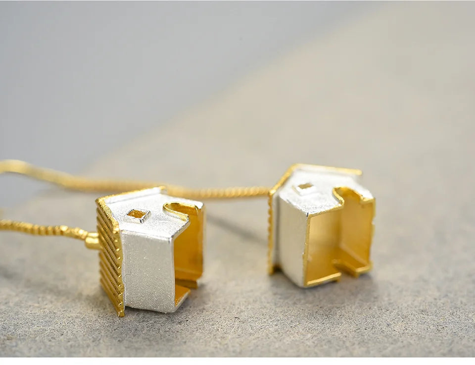Unique Castle Long Hanging Dangle Earrings