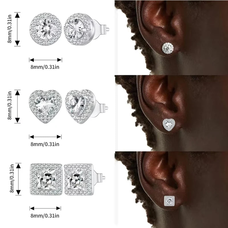 Platinum Plated Halo CZ Stud Earrings