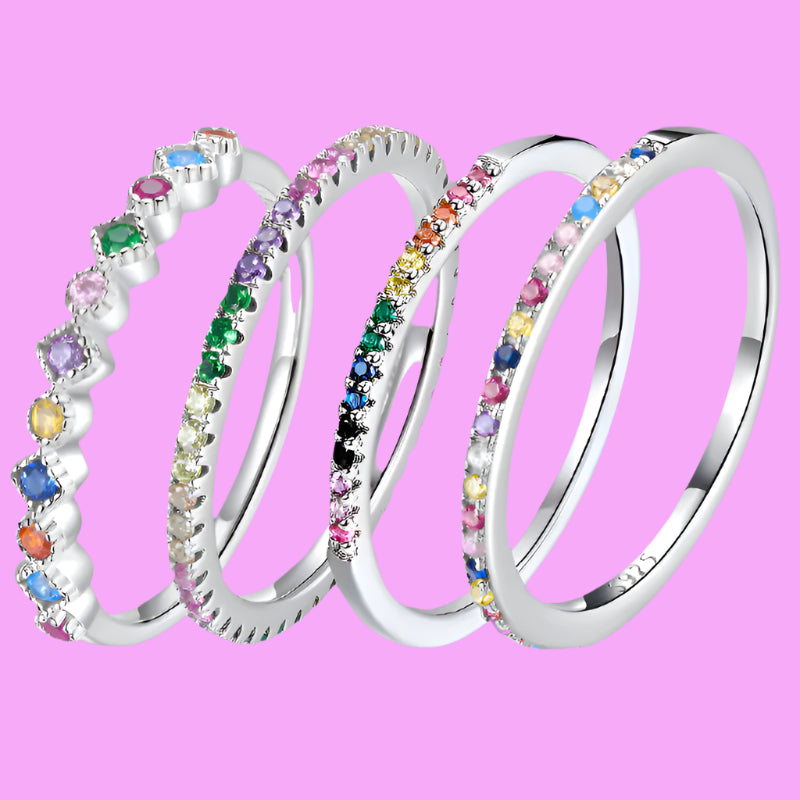 Rainbow CZ Simple Fashion Ring