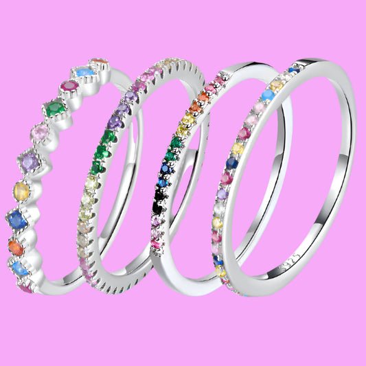 Rainbow CZ Simple Fashion Ring