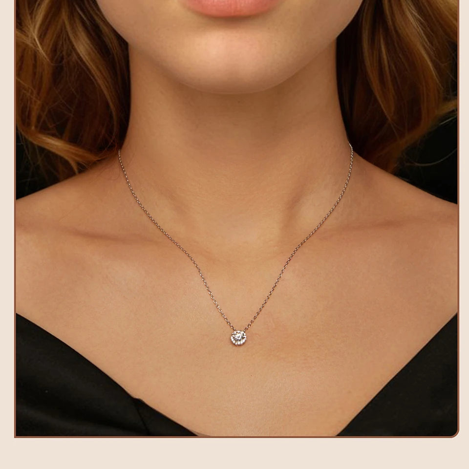 Moissanite Adjustable  Necklace, White Gold Plated/ 925 Silver jewelry