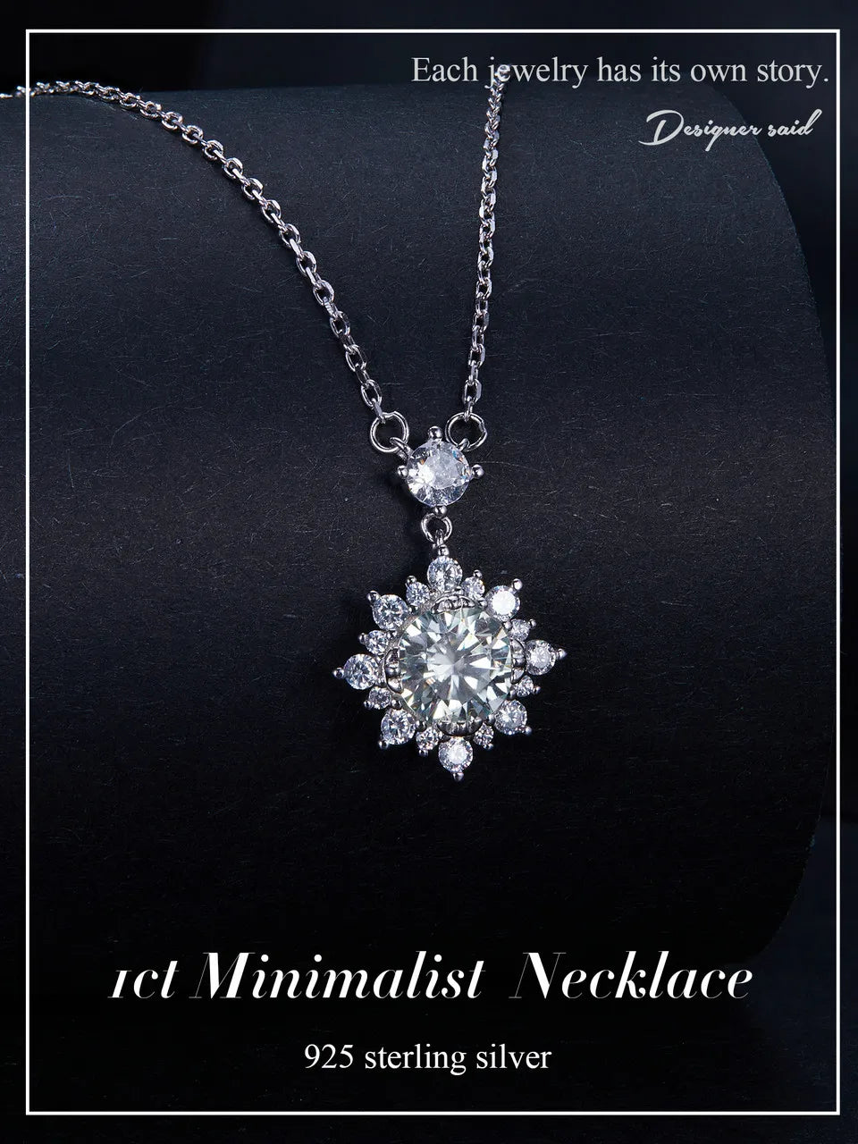 Moissanite Halo Necklace