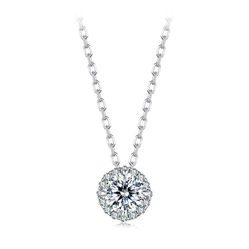 Moissanite Adjustable  Necklace, White Gold Plated/ 925 Silver jewelry