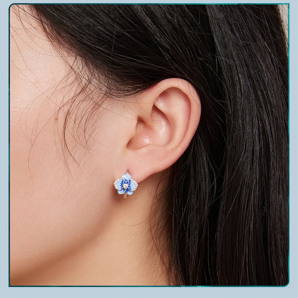 Blue  Butterfly Orchid Ear Clips