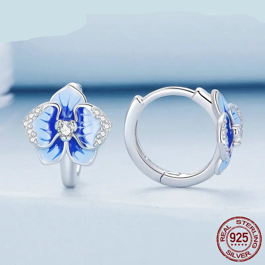 Blue  Butterfly Orchid Ear Clips