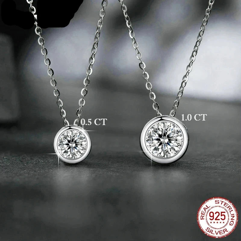 Carat Bazel Moissanite Necklace/ 925 Sterling Silver