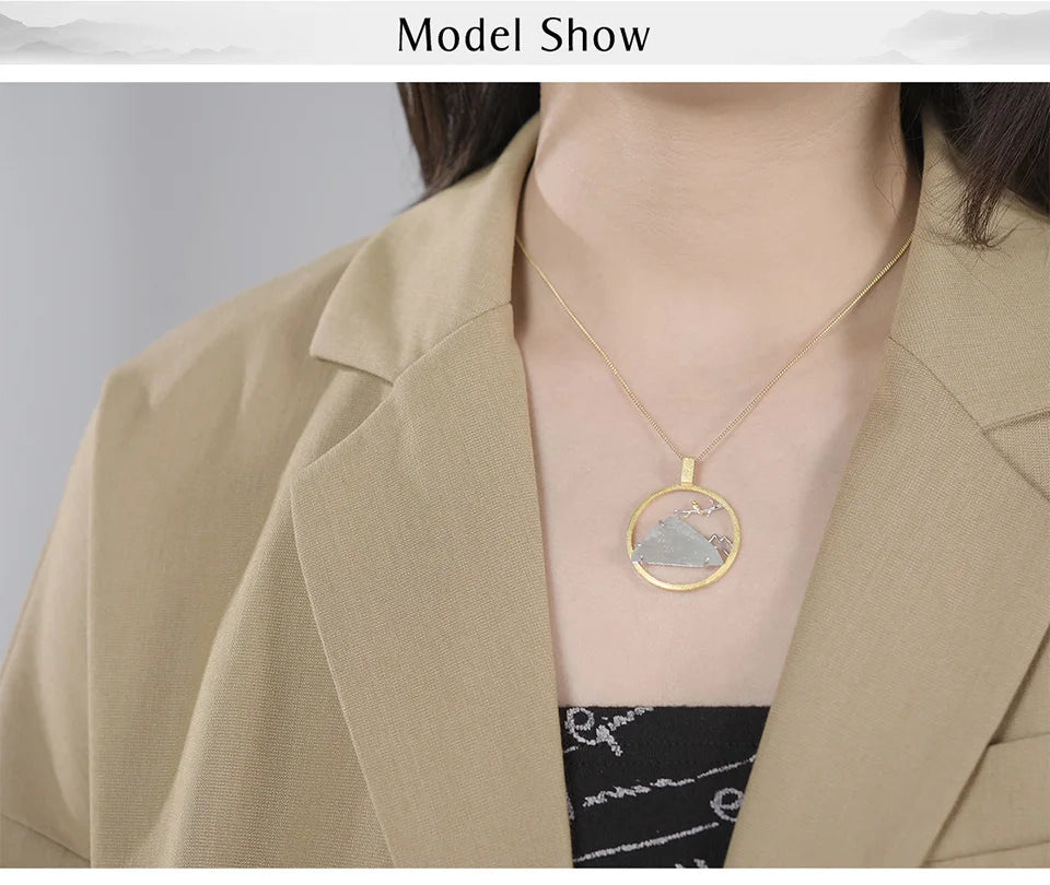 Natural Raw Stone Bird Whisper Pendant / Real 925 Sterling Silver