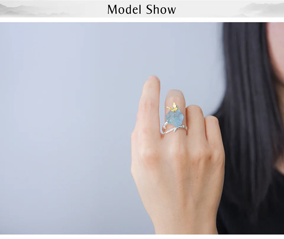 Aquamarine Flower Ring