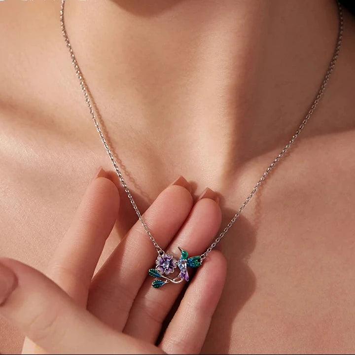 925 Silver Bird Flower Jewelry Necklace & Bracelet White Gold Plated Zircon