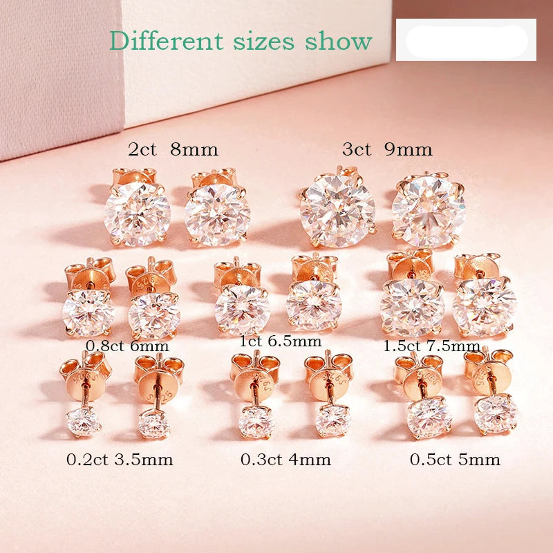 Rose Gold Color Moissanite Stud Earrings