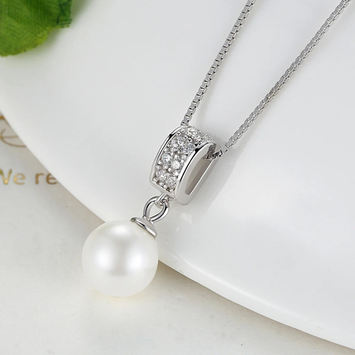 925 Sterling Silver Simulated Pearl Pendant Necklace