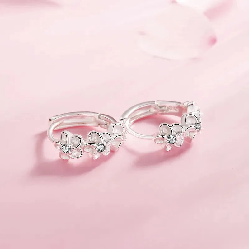 Crystal Zircon Flower Cute Stud