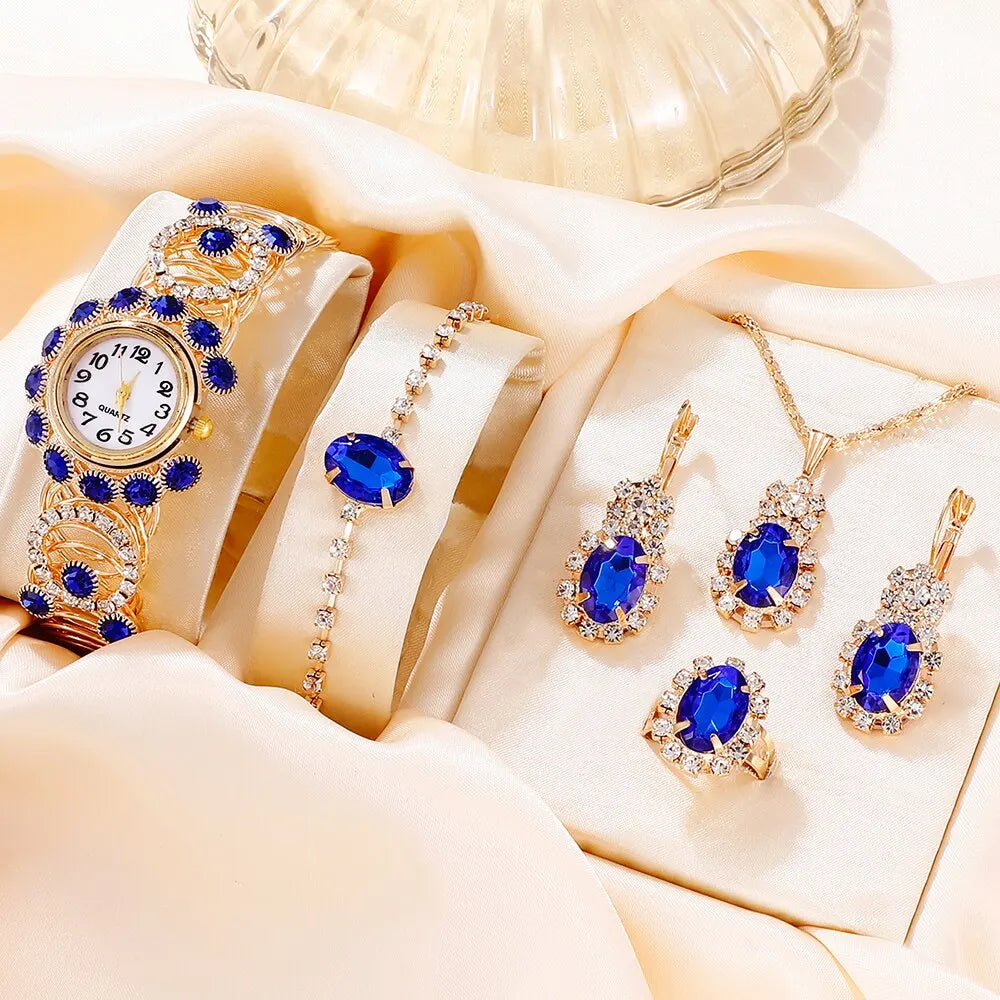 6PCS Set Luxury Womens Bracelet Quartz Watches