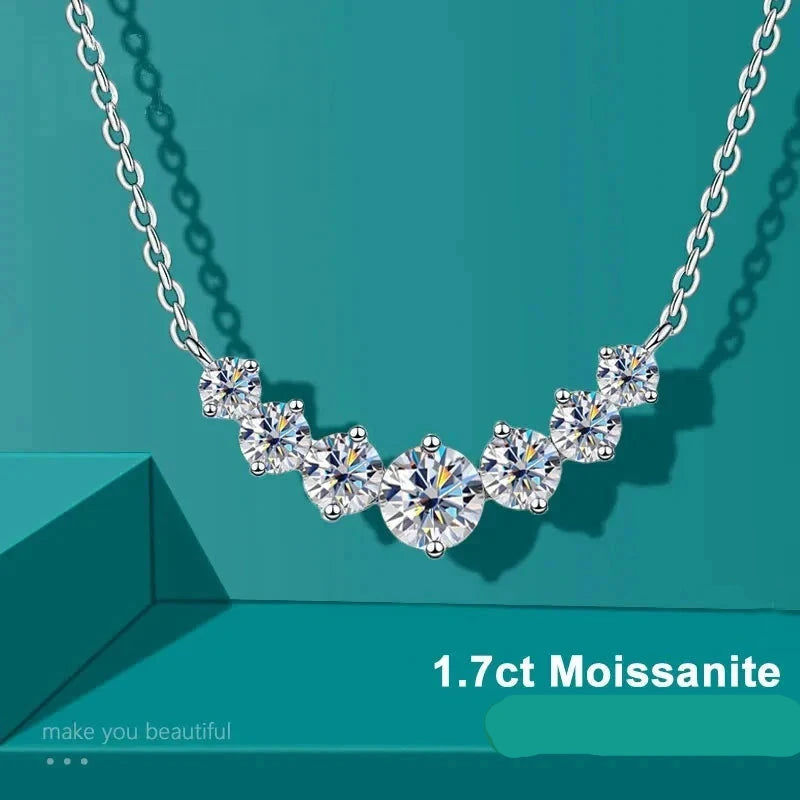 Moissanite Necklace 925 Sterling Sliver Plated 18k White Gold Necklace